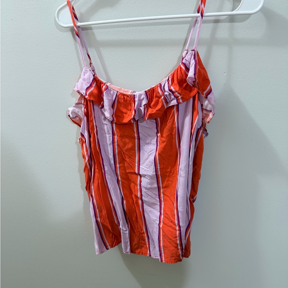 Old Navy Red and Pink Striped Tank Top